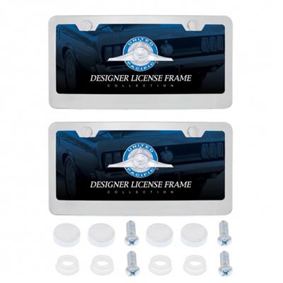 Chrome License Plate Frame W/ Screw Caps (2 Pack)