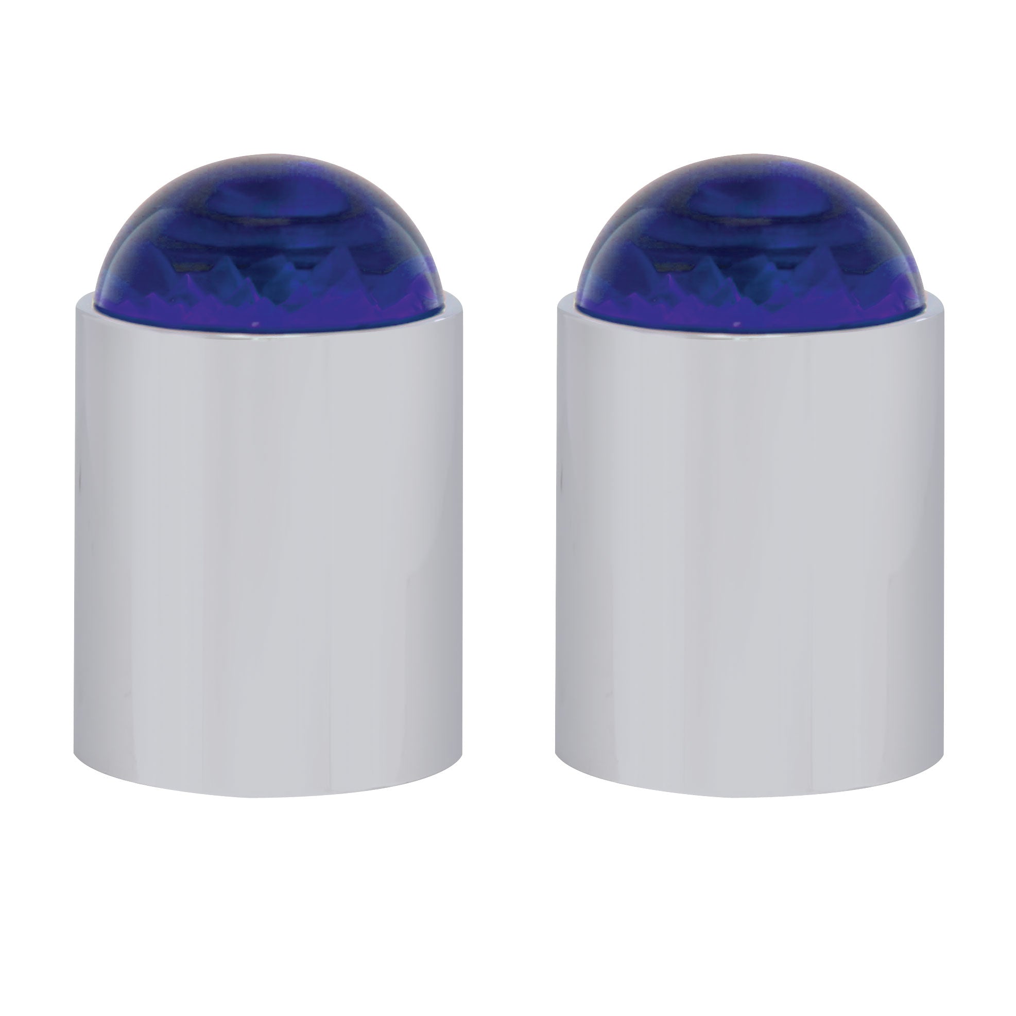 Dome Lens Bumper Guide Top w/ Chrome Base - Blue (2 Pack)