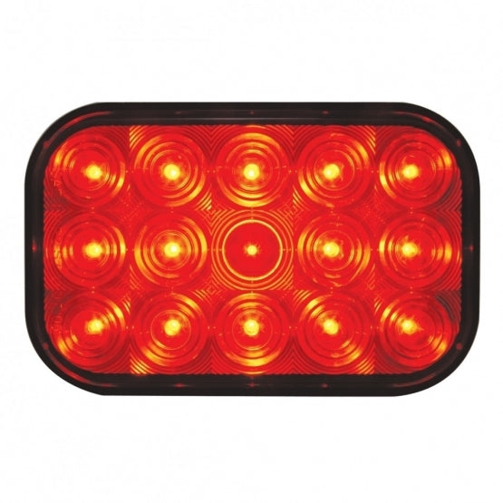 15 RED LED RECTANGULAR S/T/T LIGHT - RED LENS