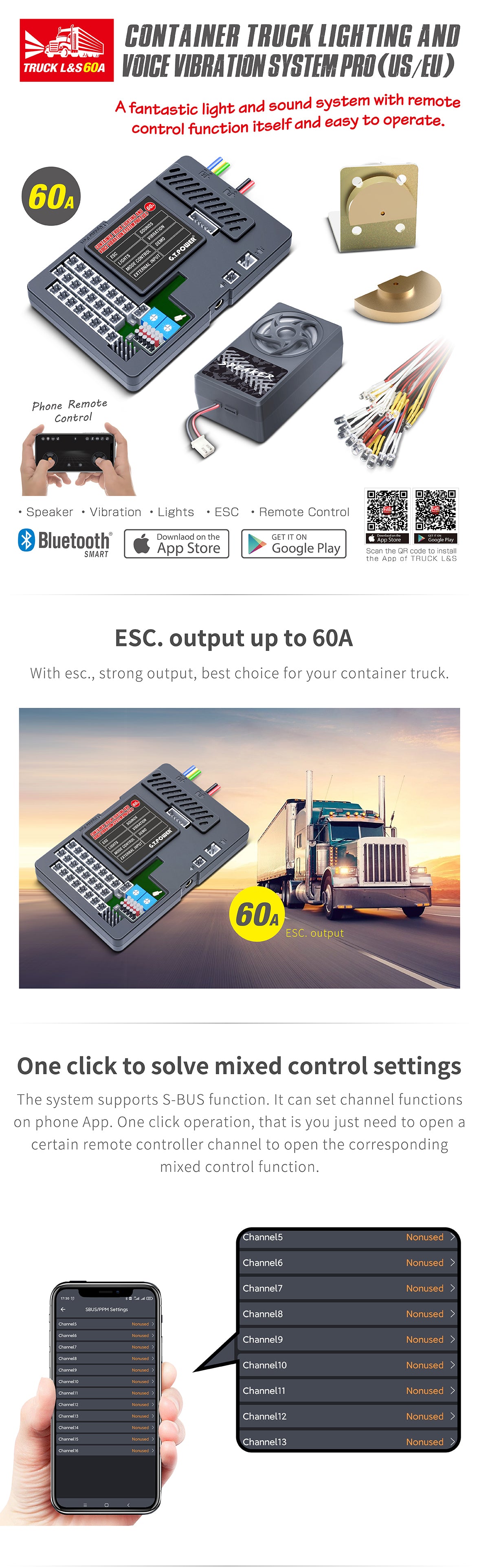 G.T. Power Container Truck Sound/Lighting/Vibration System Pro 60A