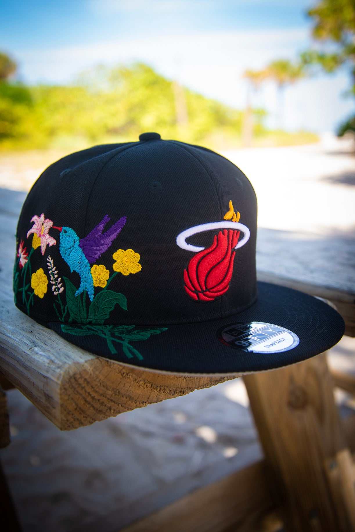 Miami Heat Hummingbird Floral 9Fifty New Era Fits Snapback Hat
