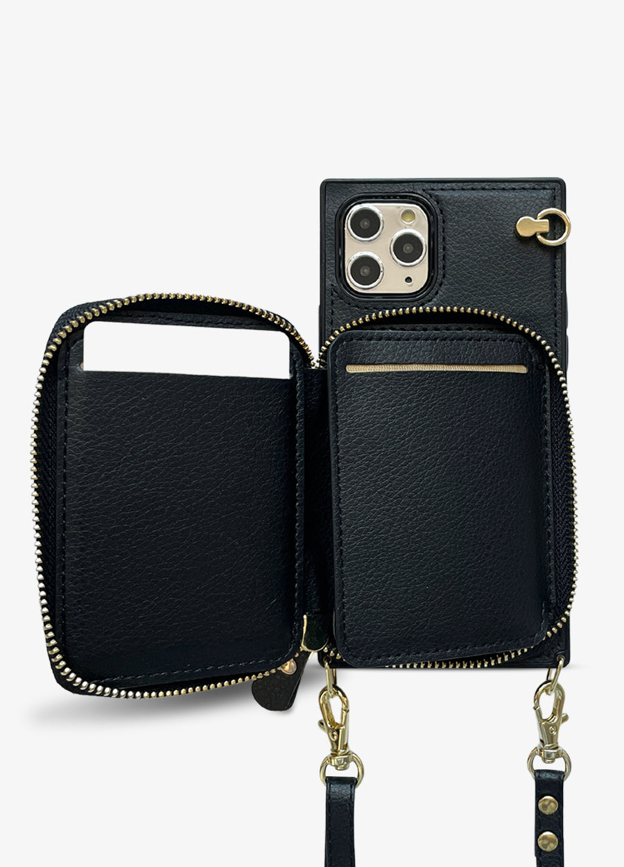 Boxy Crossbody Wallet Case in Black