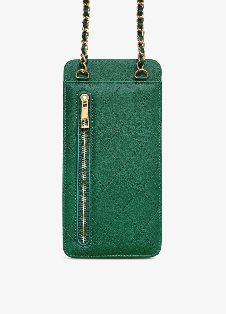 Universal Quilted Crossbody Wallet Case in Green