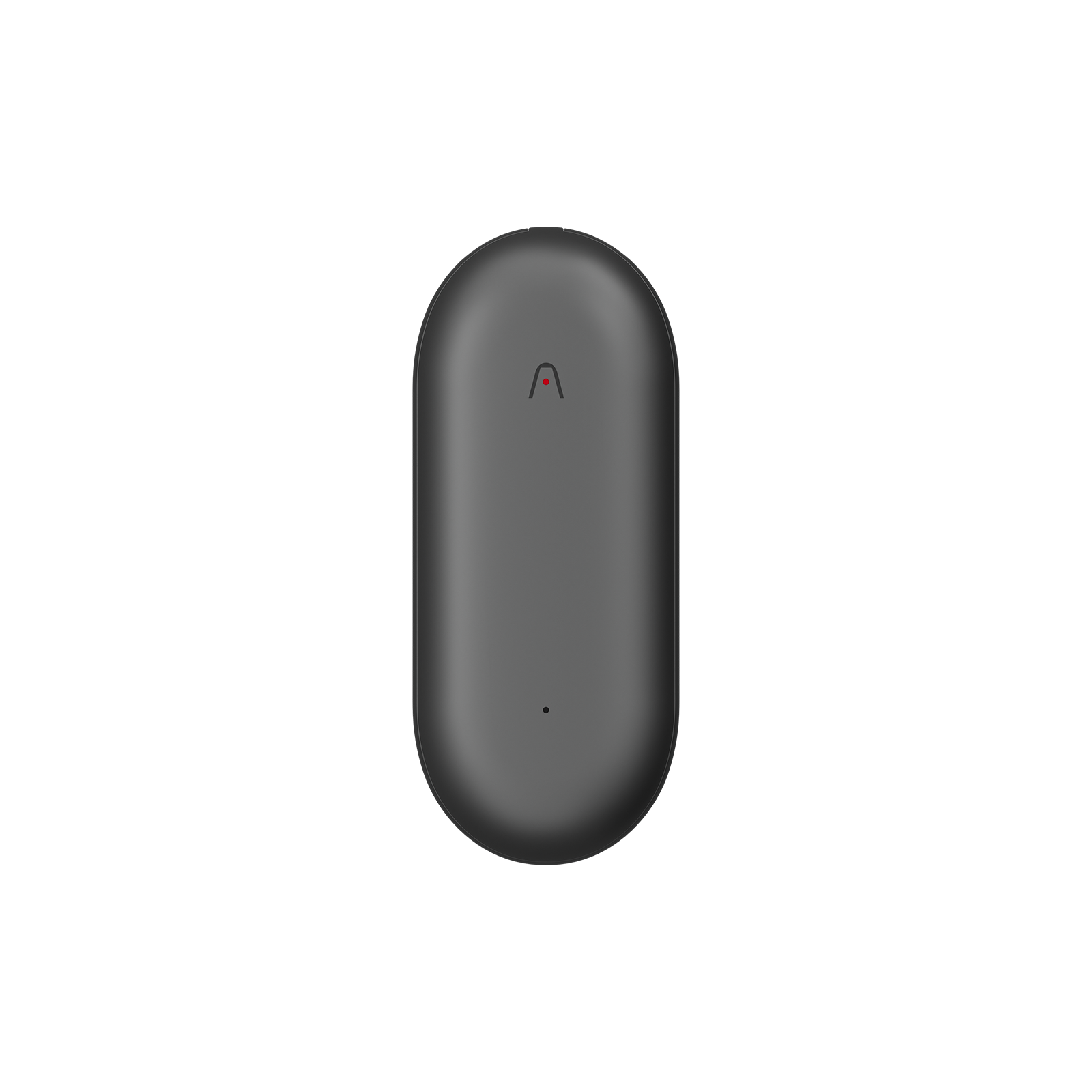 Black Plaud NotePin wearable AI voice recorder with a sleek, pill-shaped design and recording indicator.