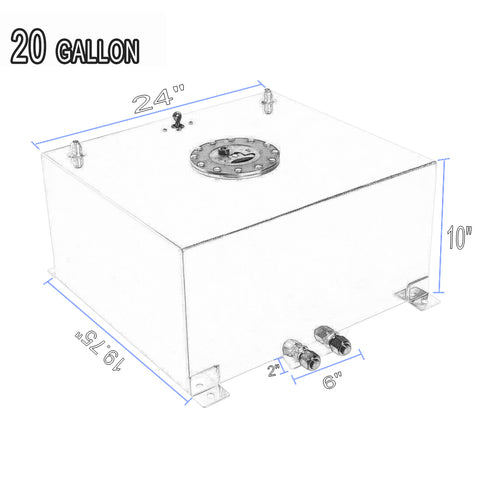 thumbnail image 2 of Aazon.co: 20 Gallon Fuel Cell 80L Universal Gas Tank With 6AN 12FT 2 of 11