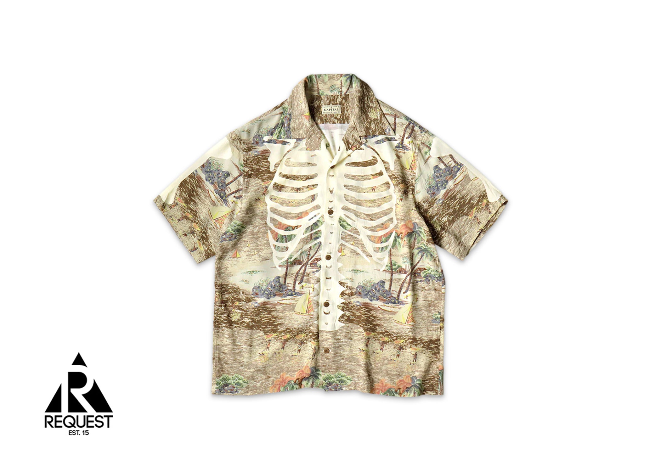 Kapital Rayon Kamehameha Bone Aloha Shirt 