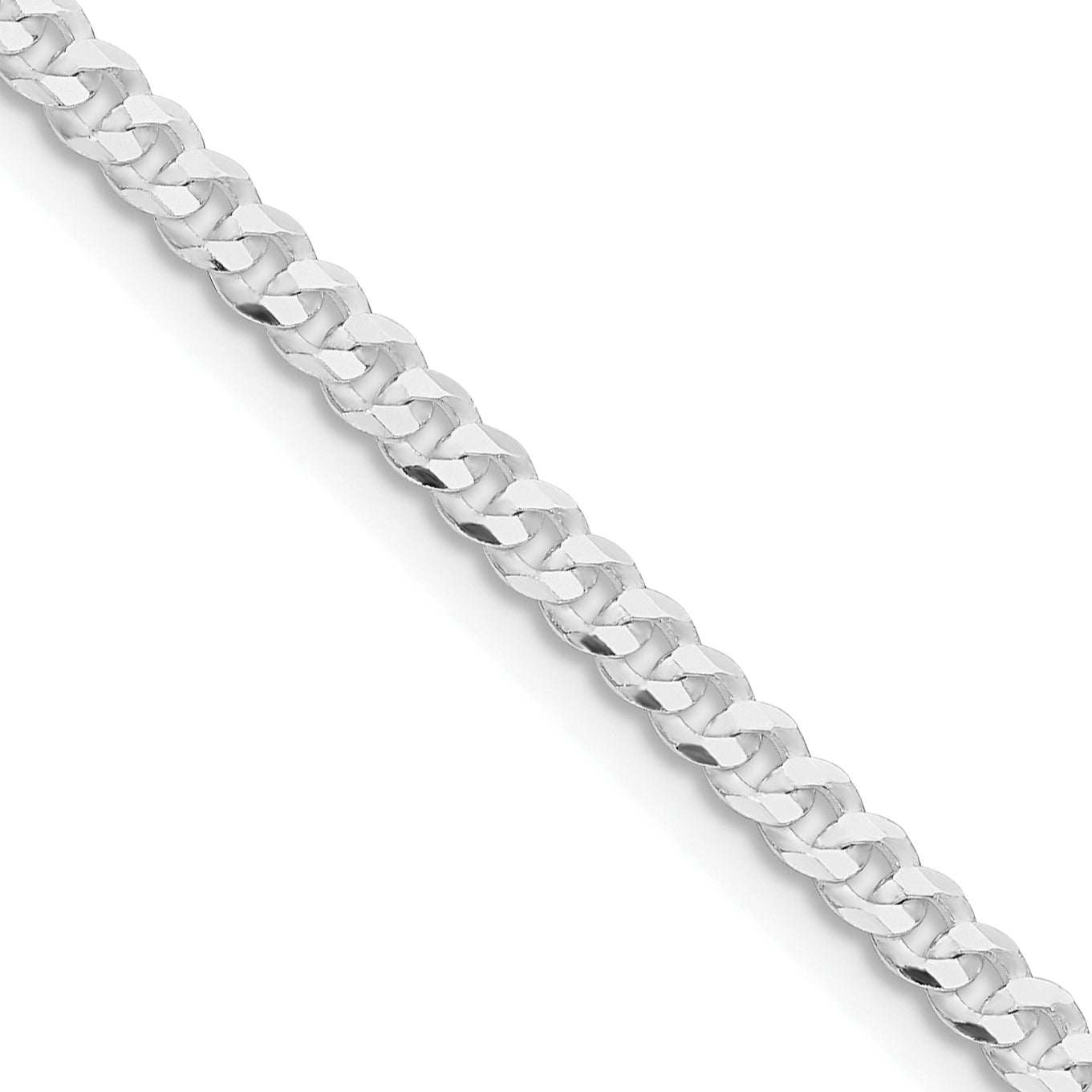 Sterling Silver Rhodium-plated 3.15mm Flat Curb Chain