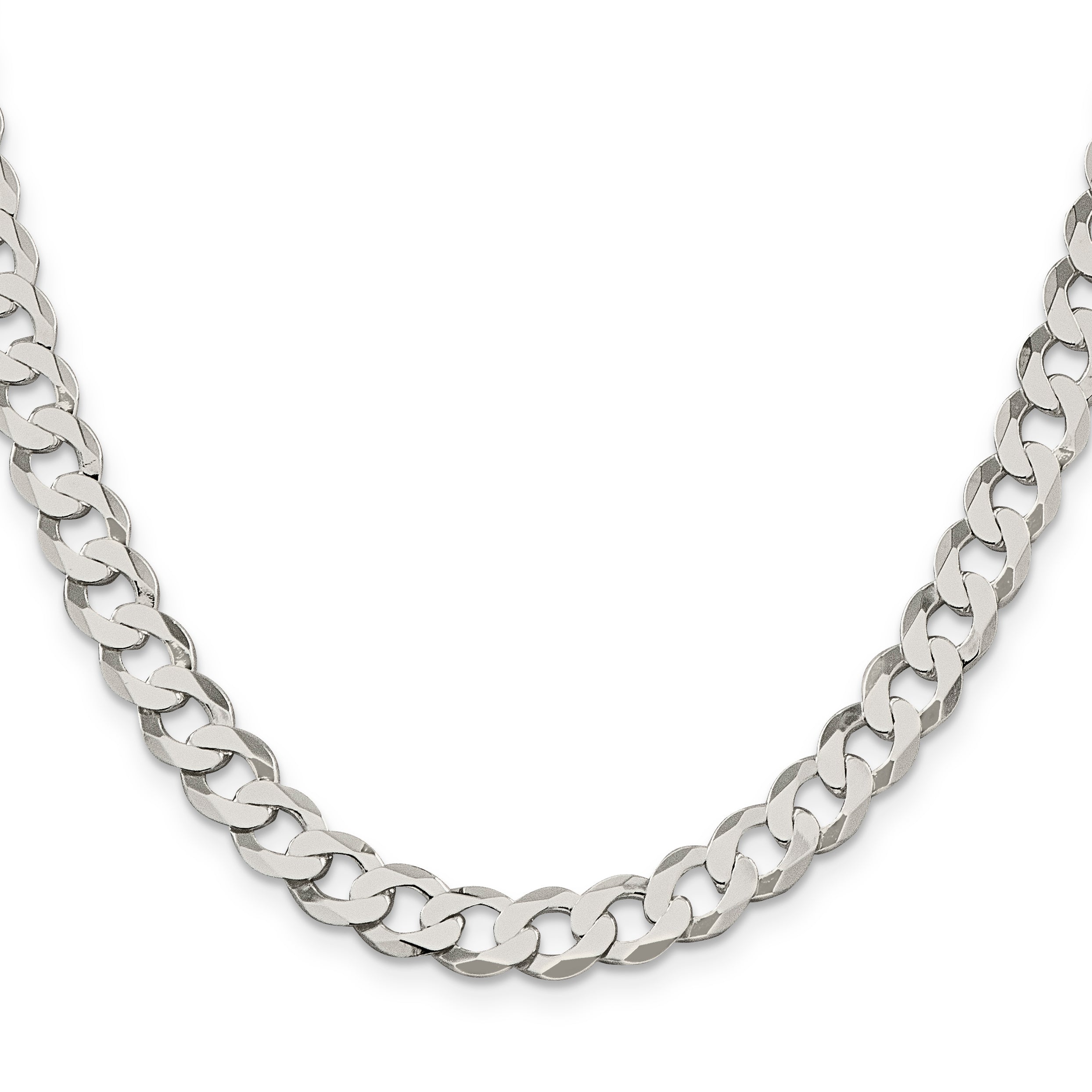 Sterling Silver 8mm Flat Curb Chain