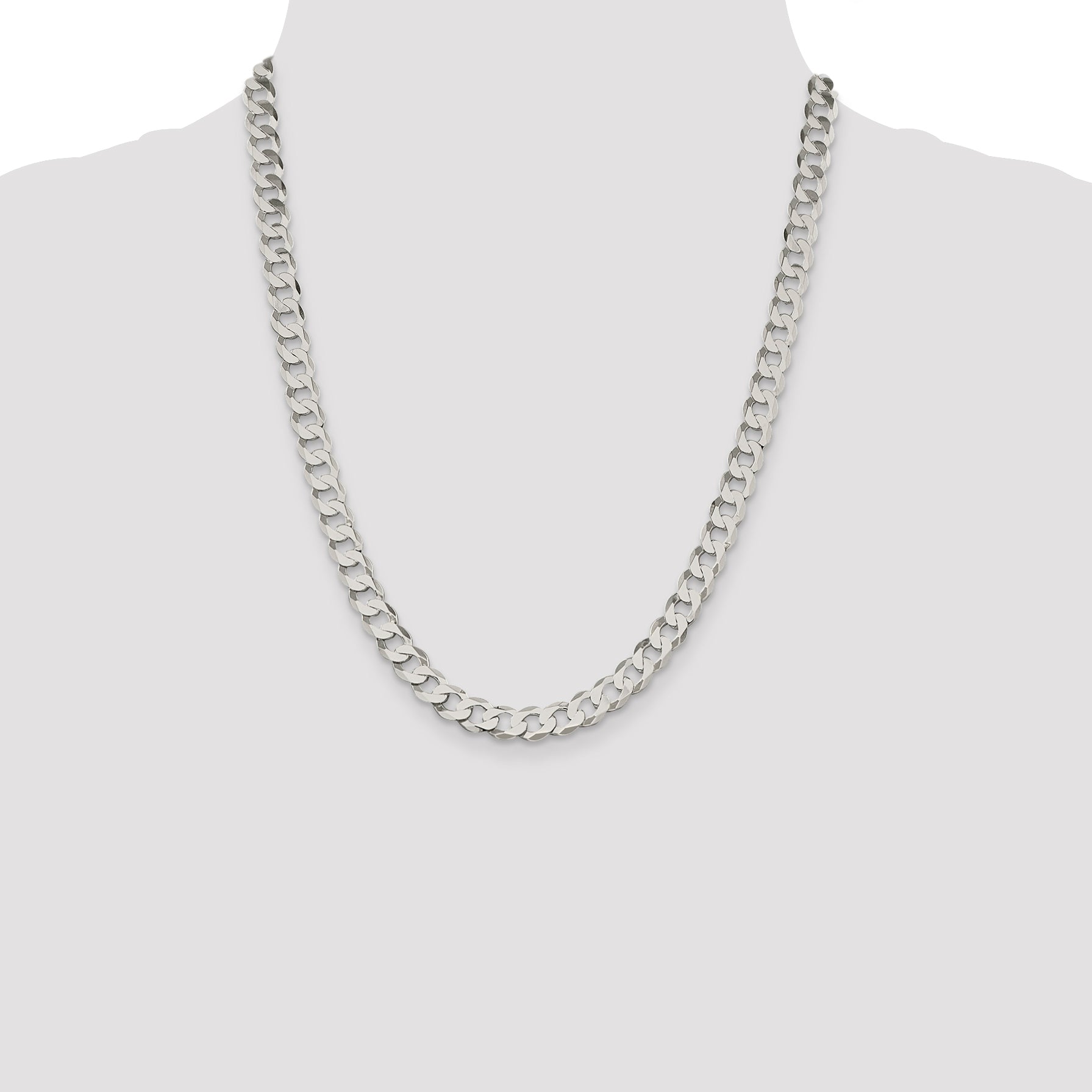 Sterling Silver 8mm Flat Curb Chain