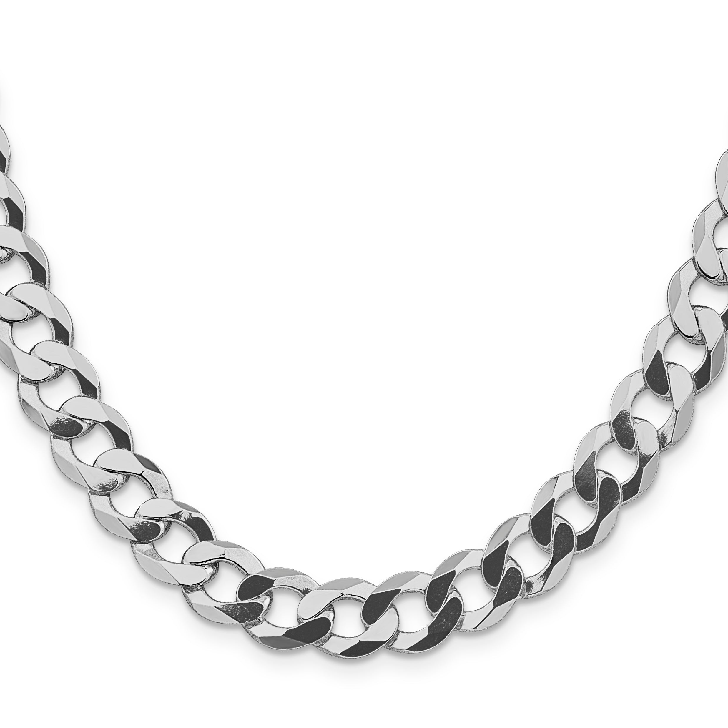 Sterling Silver Rhodium-plated 9.75mm Flat Curb Chain