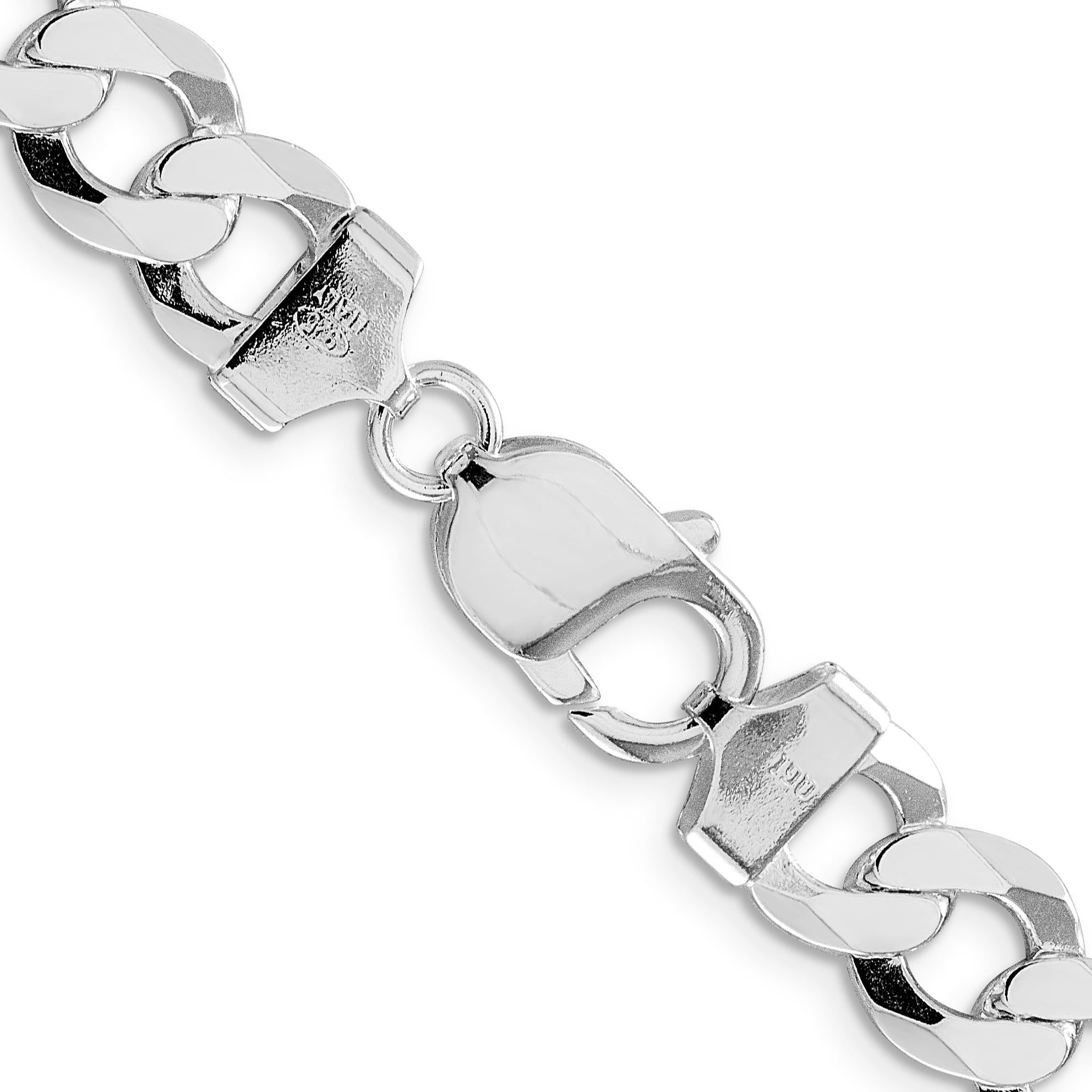 Sterling Silver Rhodium-plated 9.75mm Flat Curb Chain