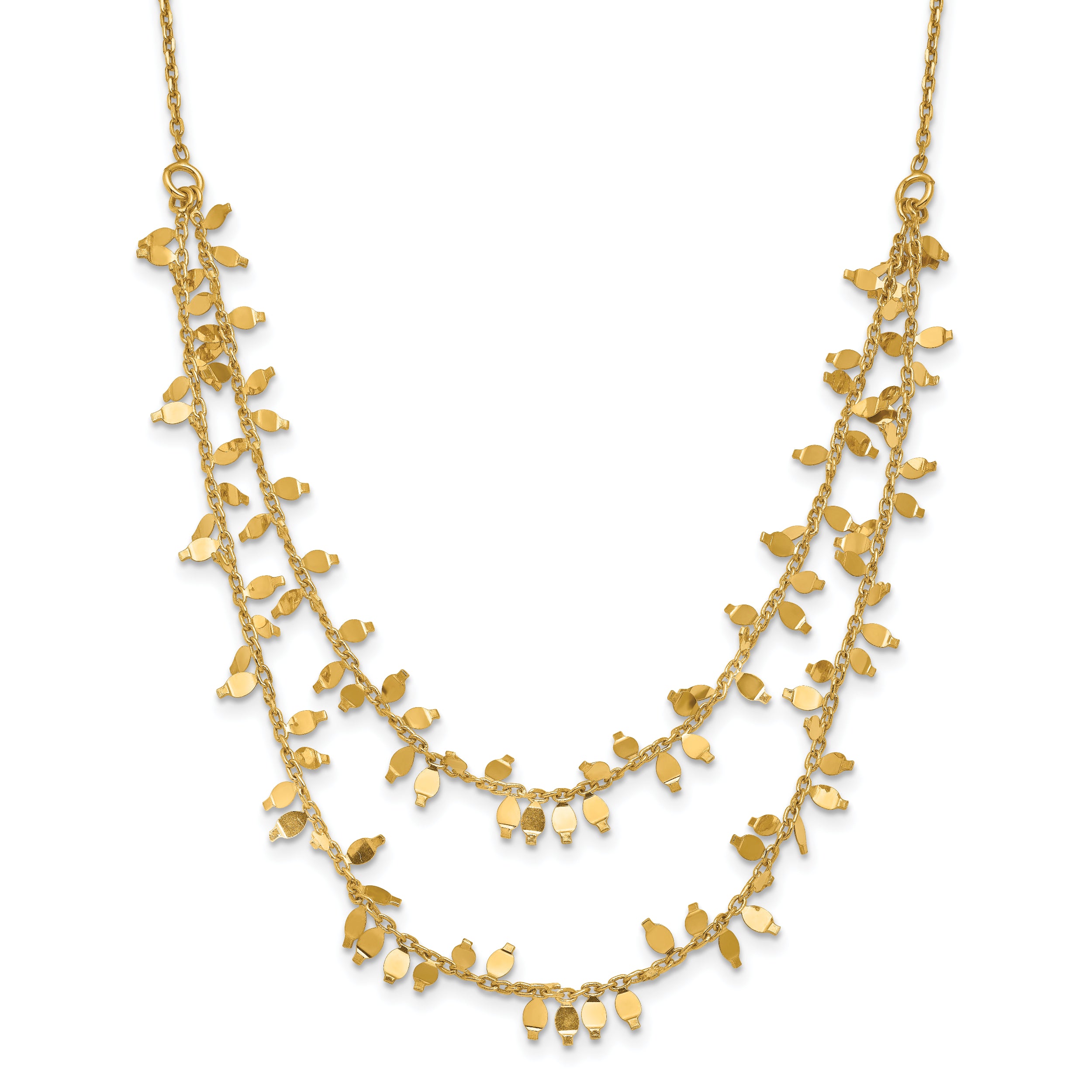 Sterling Silver Gold-plated Multi-layer with 2 in ext Necklace