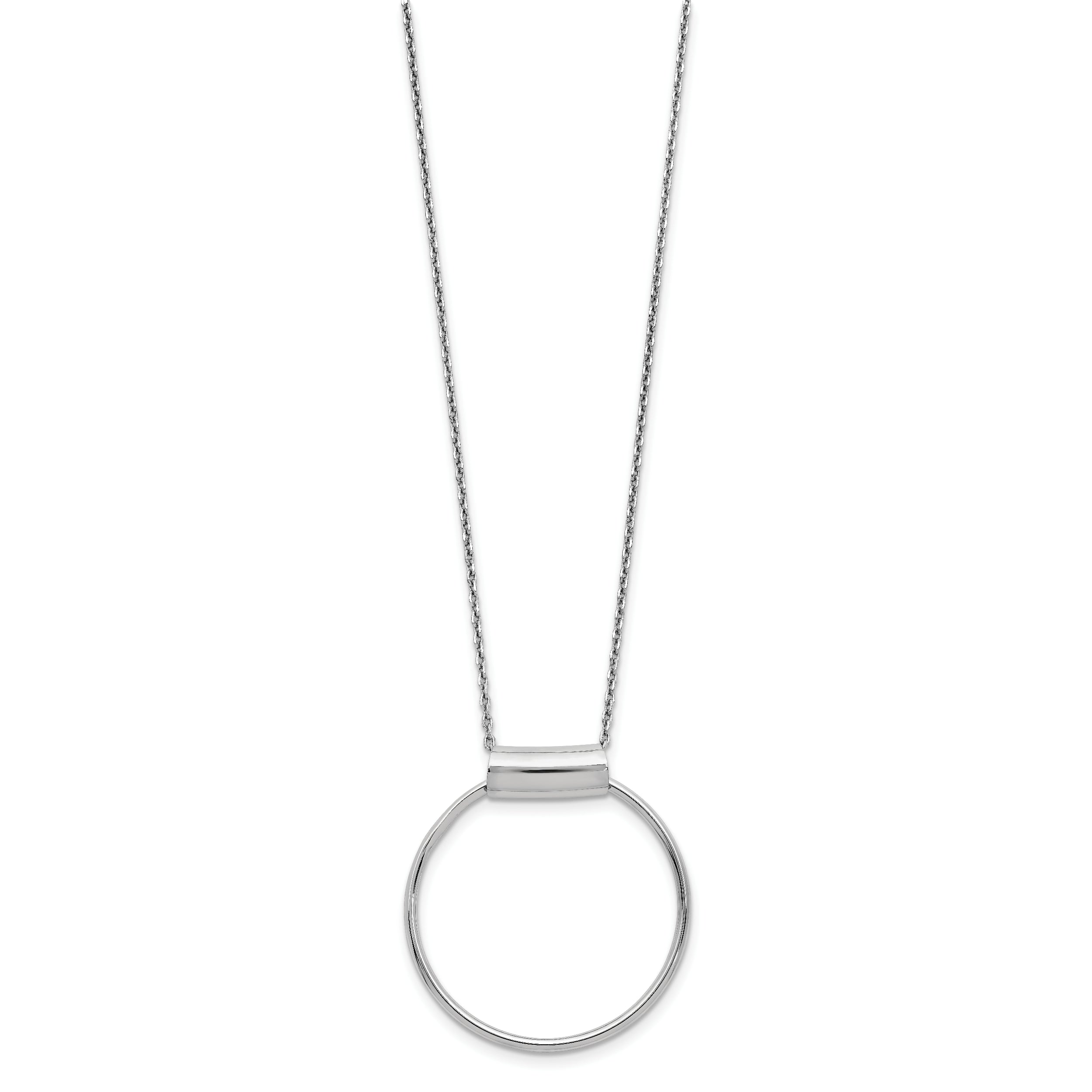 Sterling Silver Rhodium-plated Polished w/1in ext Necklace