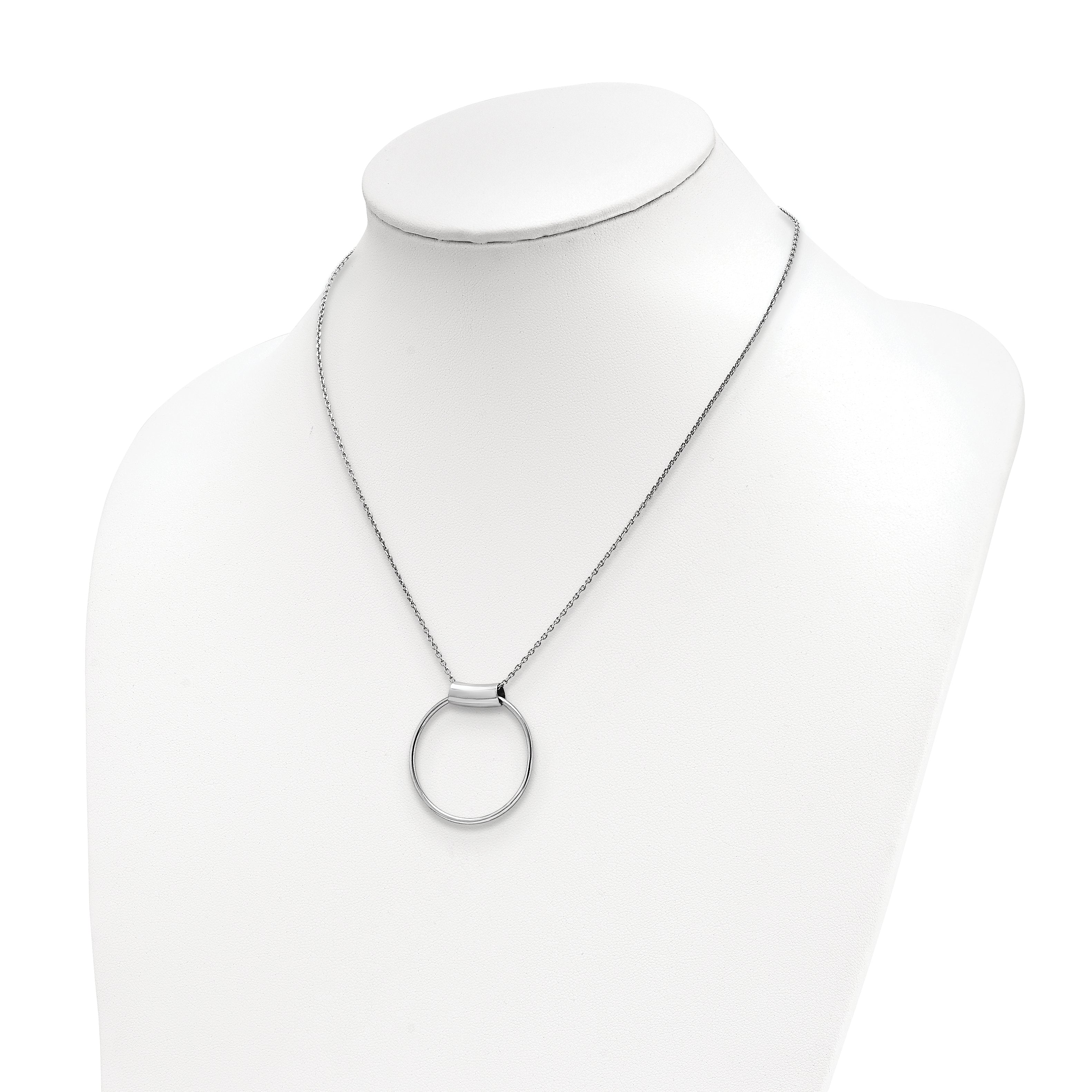 Sterling Silver Rhodium-plated Polished w/1in ext Necklace