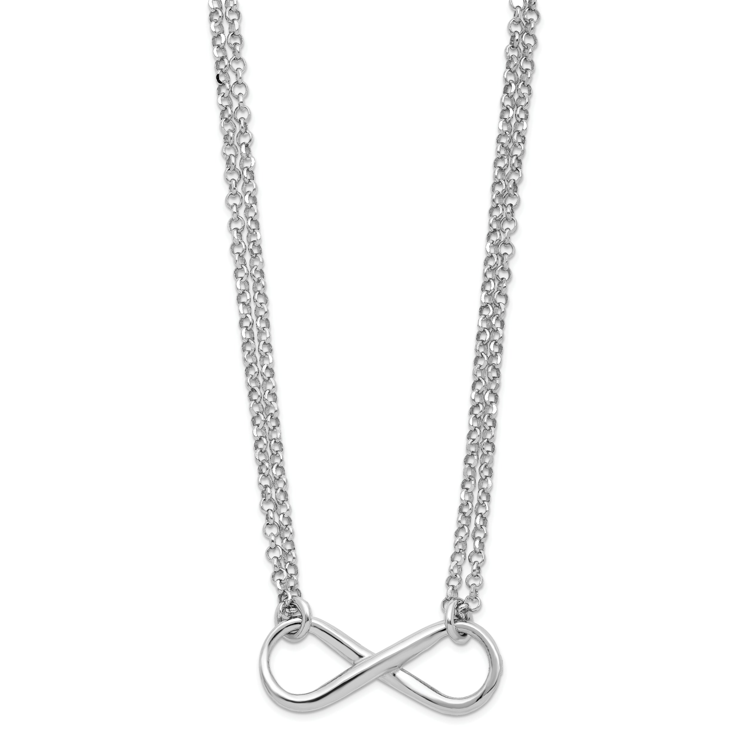 Sterling Silver RH-plated Polished Infinity Symbol Necklace