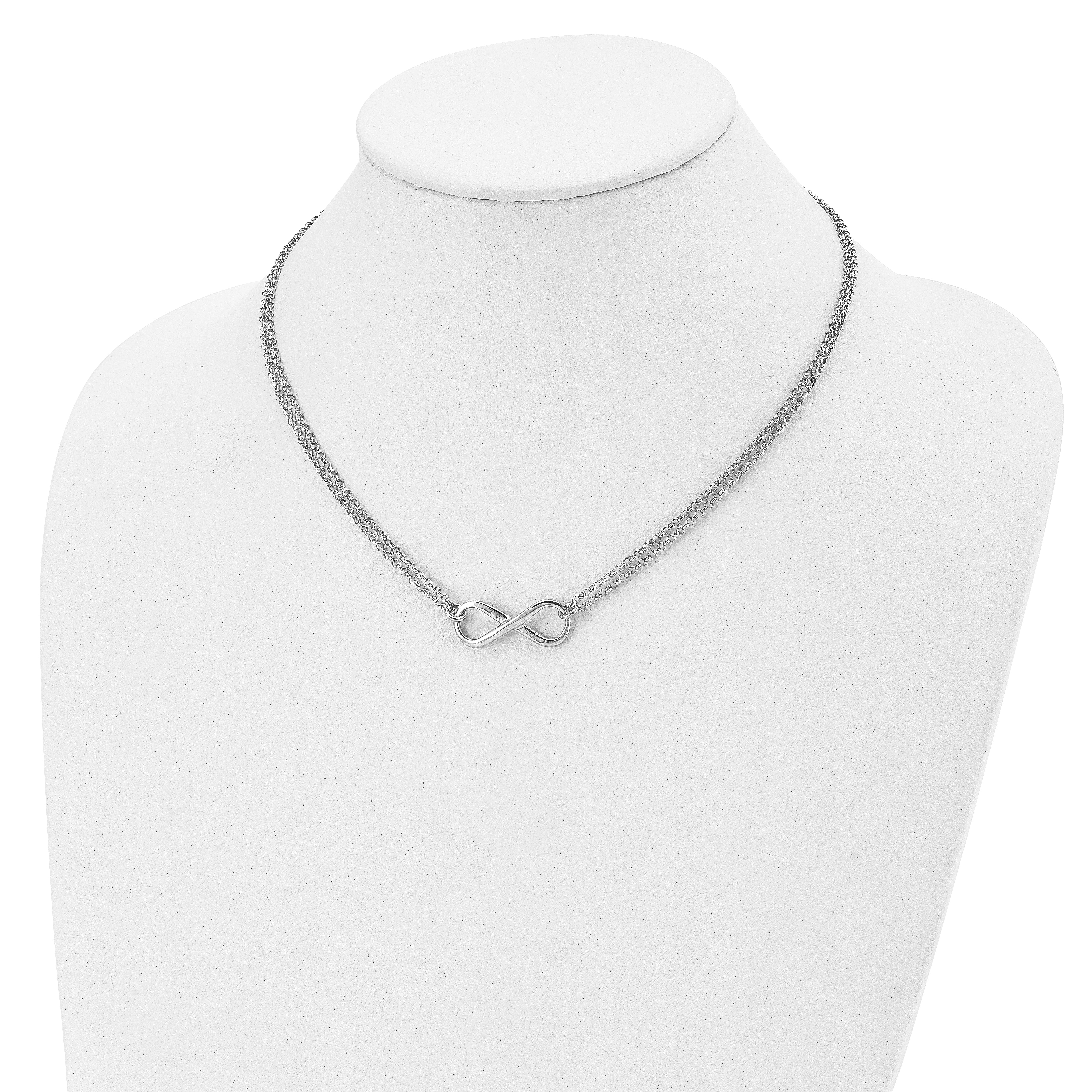 Sterling Silver RH-plated Polished Infinity Symbol Necklace