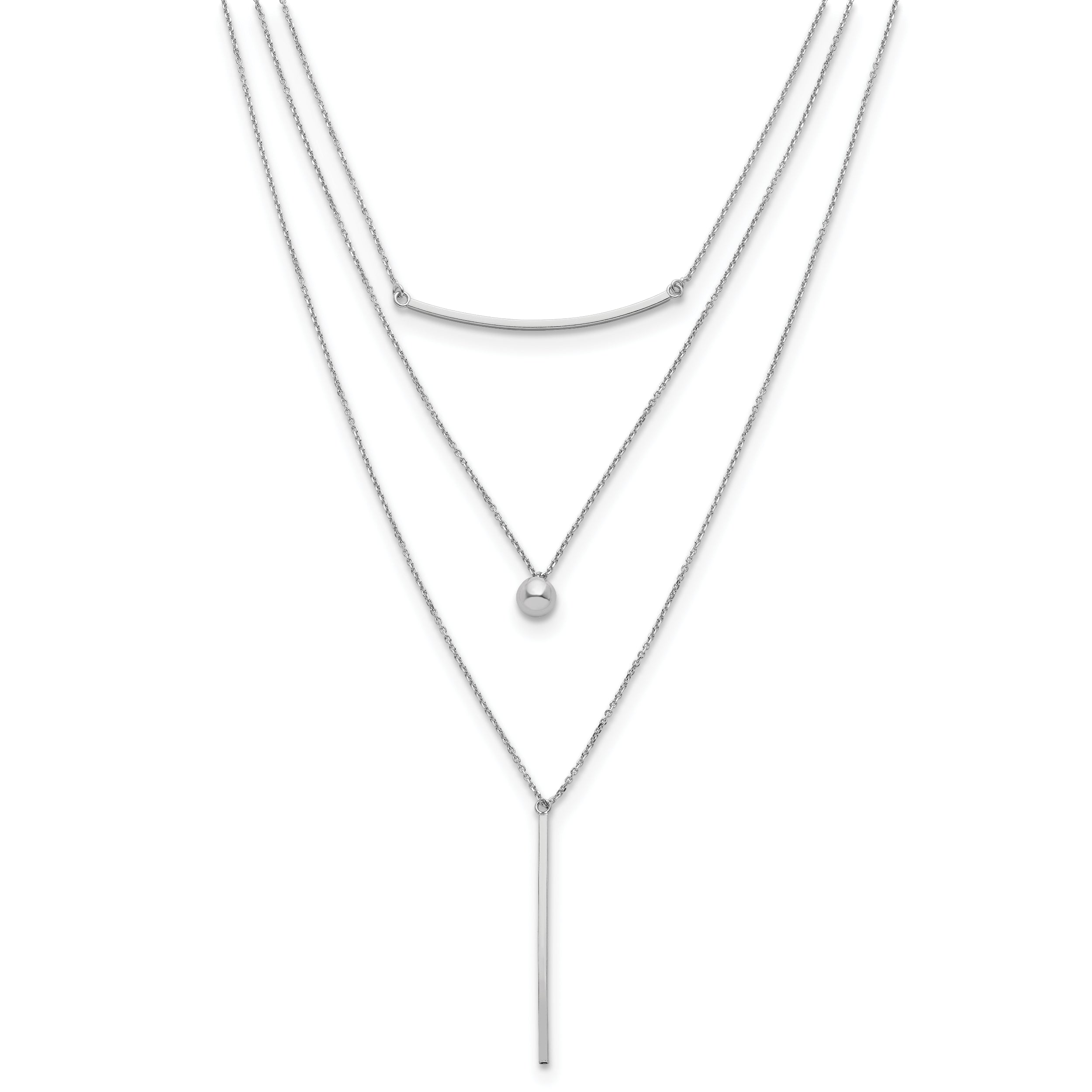 Sterling Silver Three Strand w/2in ext. Necklace
