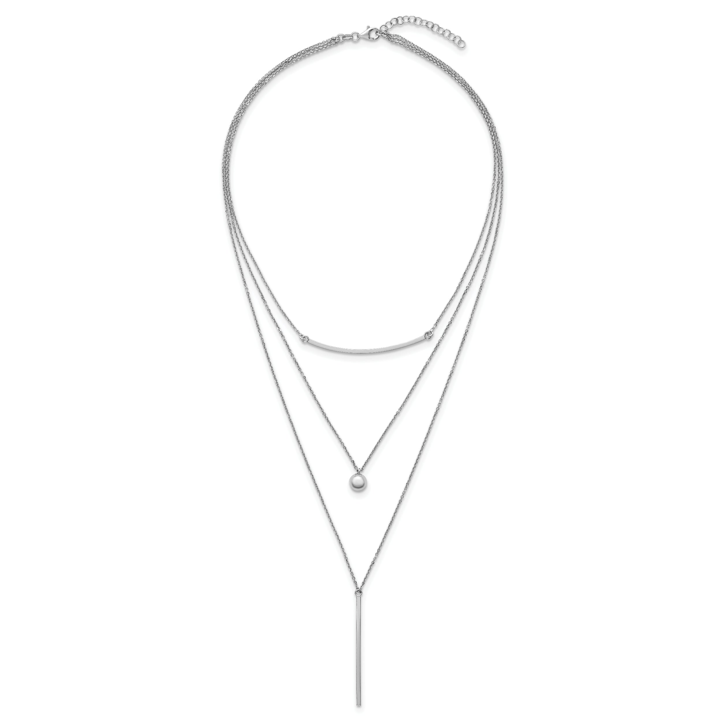 Sterling Silver Three Strand w/2in ext. Necklace