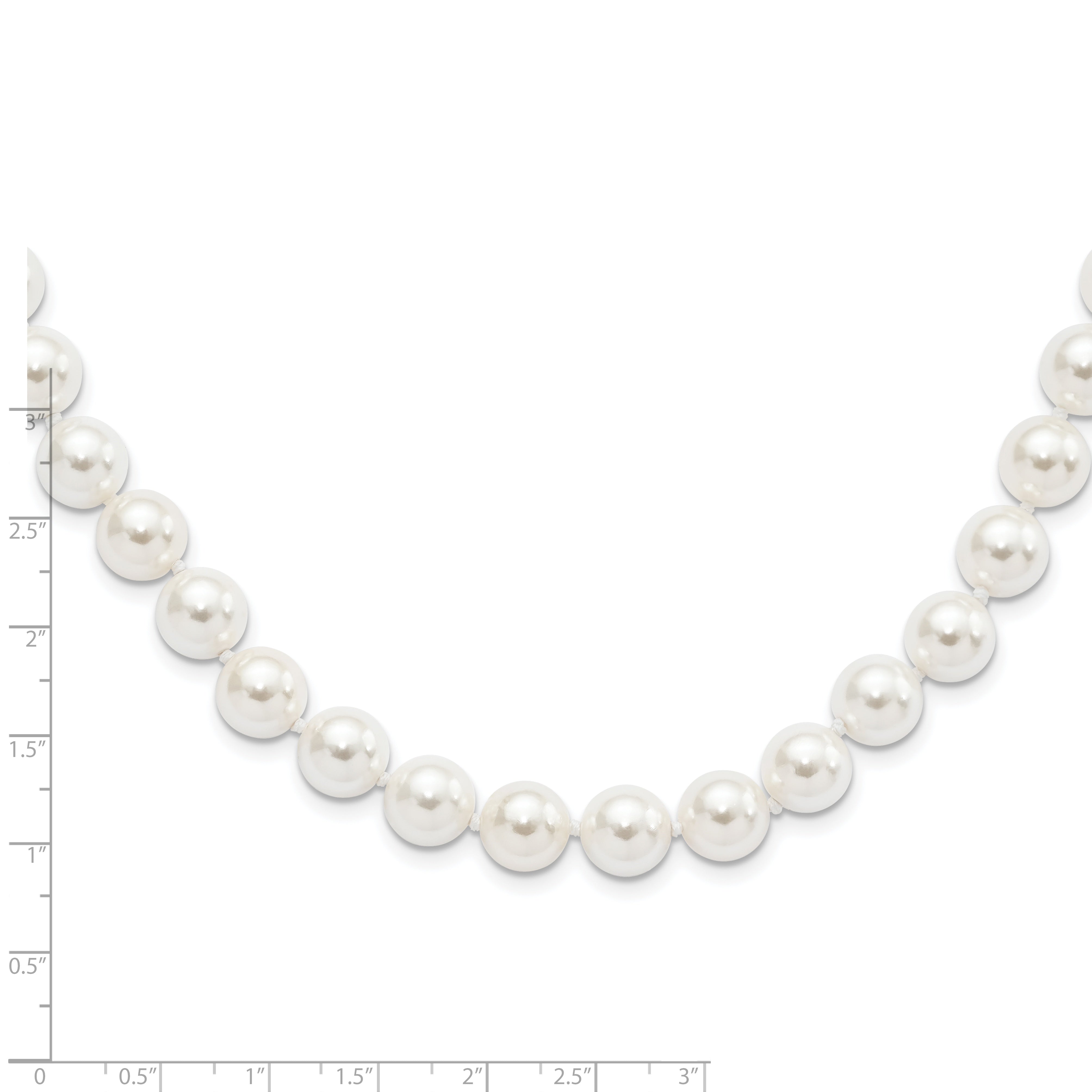 Majestic Sterling Silver Rhodium-plated 10-11mm White Imitation Shell Pearl Hand-knotted Necklace