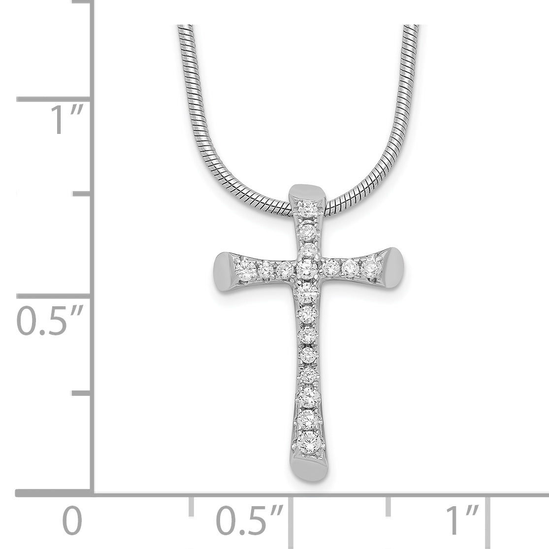 Brilliant Embers Sterling Silver Rhodium-plated 18 Stone 18 inch Micro Pav? CZ Cross Necklace with 2 Inch Extender