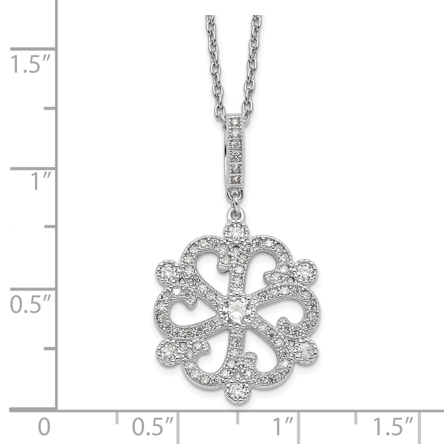 Brilliant Embers Sterling Silver Rhodium-plated 85 Stone 18 inch CZ Filigree Snowflake Necklace with 2 Inch Extender
