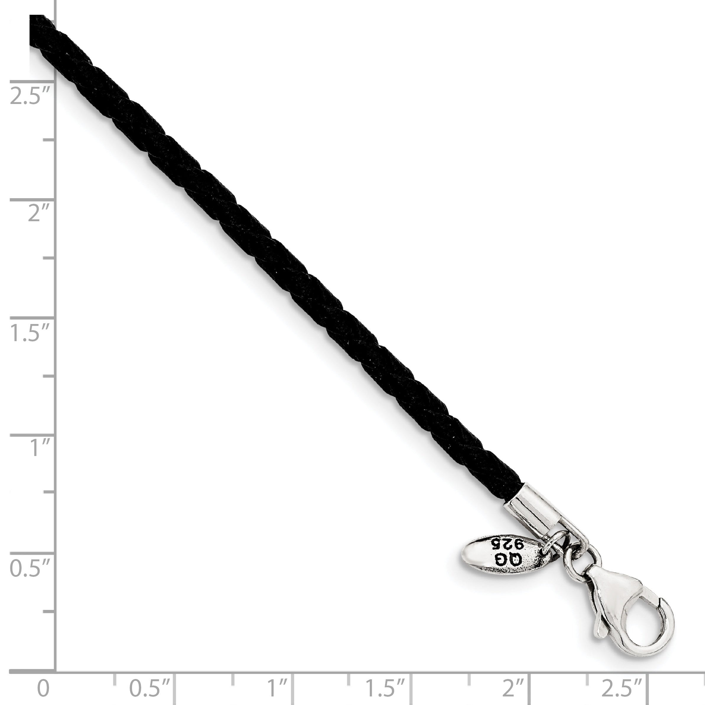 Sterling Silver Reflections Black Leather Bead Necklace