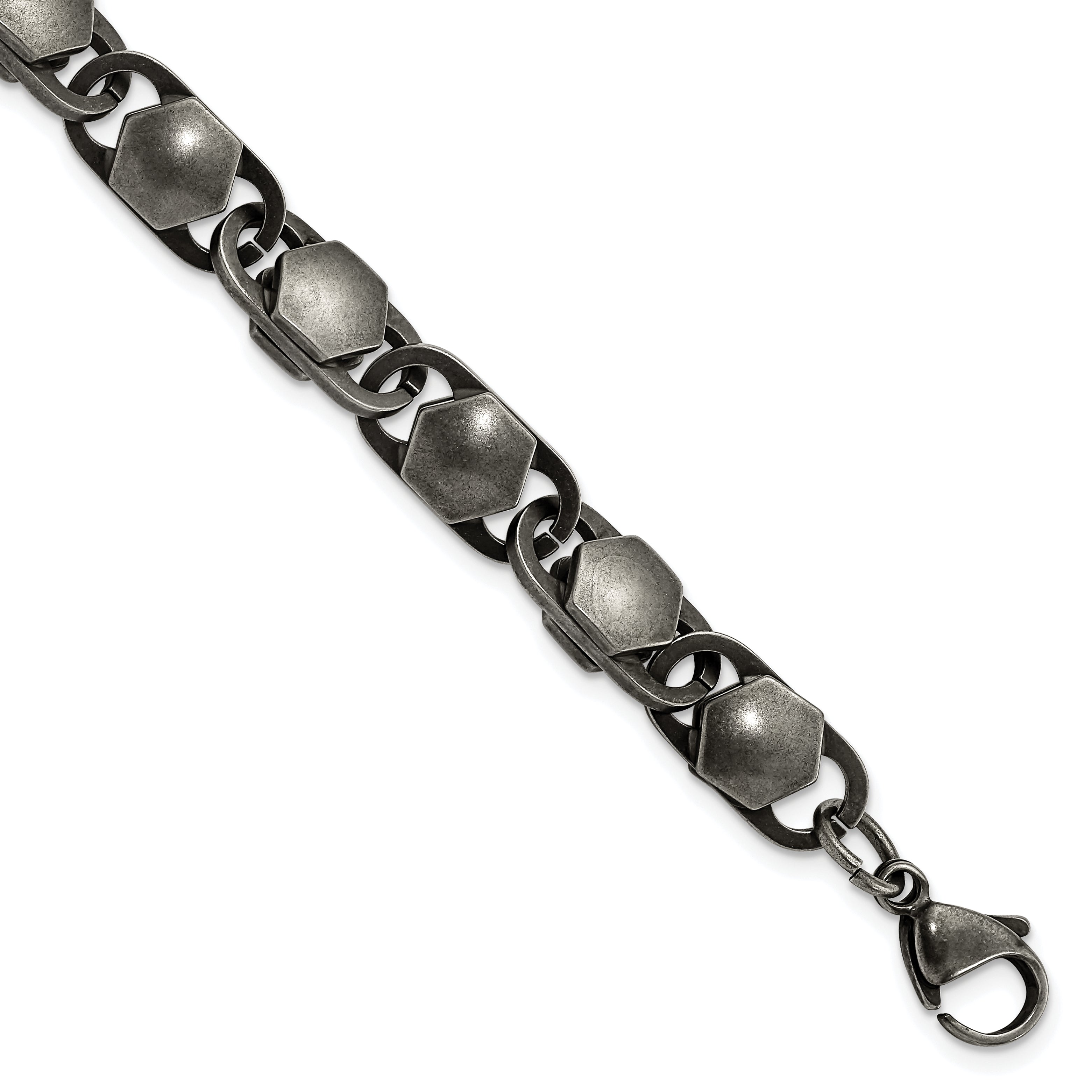 Chisel Stainless Steel Antiqued and Brushed 8.50mm 8.25 inch Bracelet