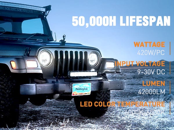 20 Inch 420W 42000LM Triple Row Spot Flood LED Light Bar