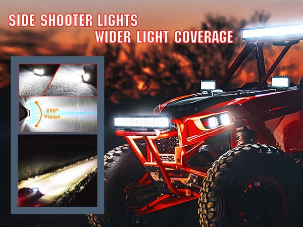 5.5 Inch 132W Side Shooter Quadruple Row Spot Flood LED Light Bars
