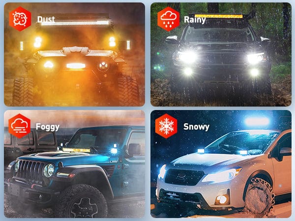 5.5 Inch 132W Side Shooter Quadruple Row Spot Flood LED Light Bars