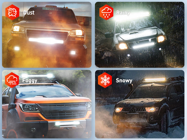 26 Inch 297W 29700LM Triple Row Spot Flood LED Light Bar