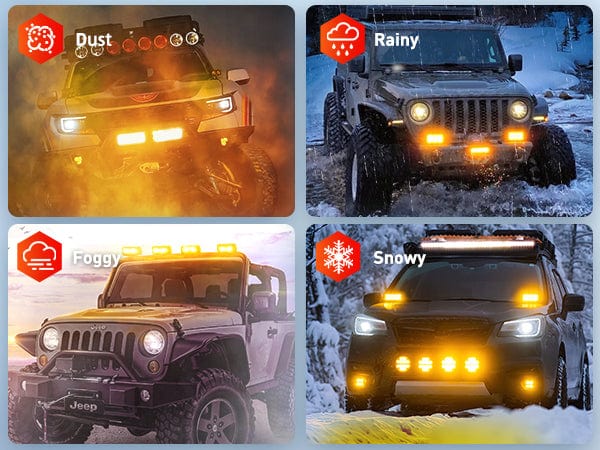 6.5 Inch 120W Triple Row Amber White Spot Flood LED Light Bars
