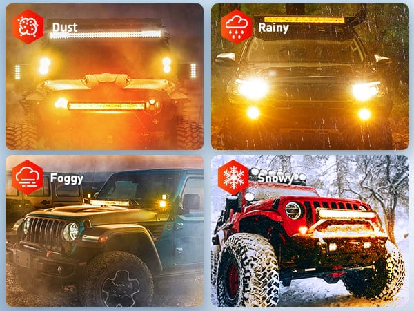 26 Inch 540W 50000LM Triple Row Amber Spot Flood LED Light Bar