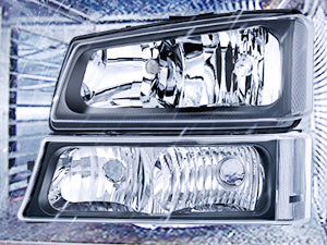 2003-2006 Chevy Silverado 1500 1500HD 2500 2500HD 3500 2007 Chevy Silverado 1500 2500 3500 Classic OE Style Black Housing Clear Reflector Headlight Taillight Assembly