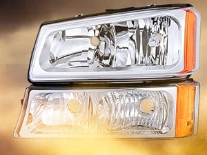 2003-2006 Chevy Silverado 1500 1500HD 2500 2500HD 3500 2007 Chevy Silverado 1500 2500 3500 Classic OE Style Chrome Housing Amber Reflector Headlight Taillight Assembly