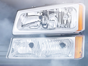 2003-2006 Chevy Silverado 1500 1500HD 2500 2500HD 3500 2007 Chevy Silverado 1500 2500 3500 Classic OE Style Chrome Housing Amber Reflector Headlight Taillight Assembly