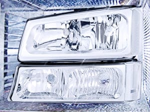 2003-2006 Chevy Silverado 1500 1500HD 2500 2500HD 3500 2007 Chevy Silverado 1500 2500 3500 Classic OE Style Chrome Housing Clear Reflector Headlight Taillight Assembly