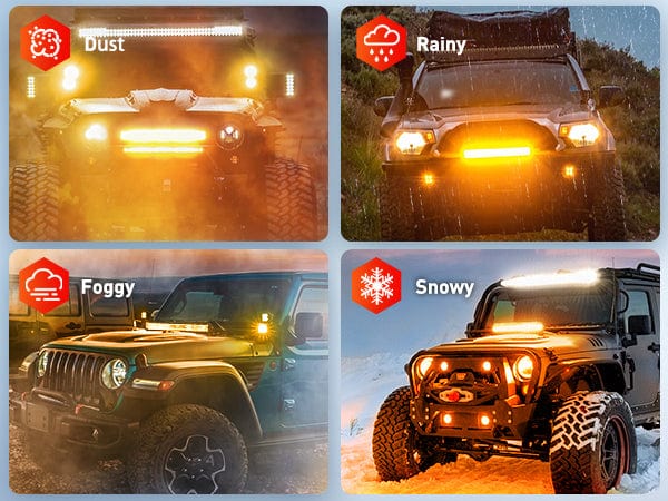 12 Inch 240W 30000LM Amber Triple Row Spot Flood Led Light Bar