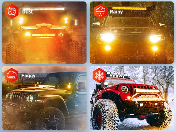20 Inch 420W 42000LM Triple Row Amber Spot Flood LED Light Bar