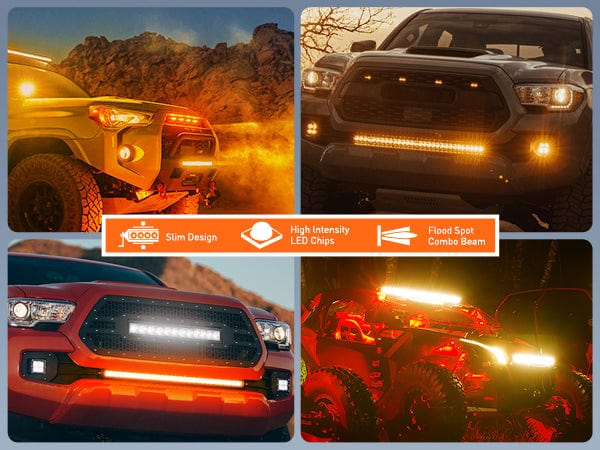 31 Inch 150W 9300LM Amber Slim Spot Flood Led Light Bar