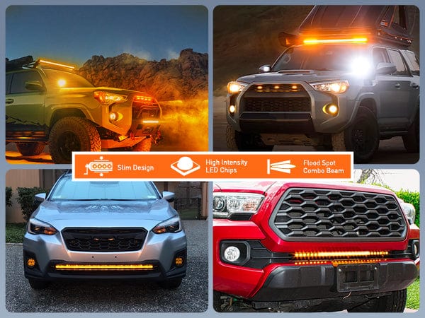 41 Inch 200W 11800LM Amber Slim Spot Flood Led Light Bar