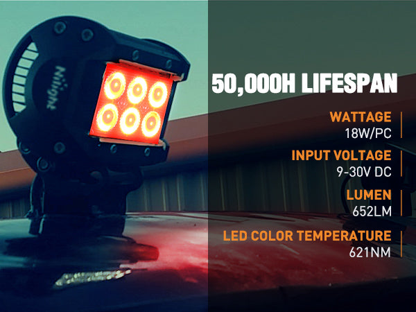 4 Inch 18W 1260LM Double Row Red Spot LED Pods