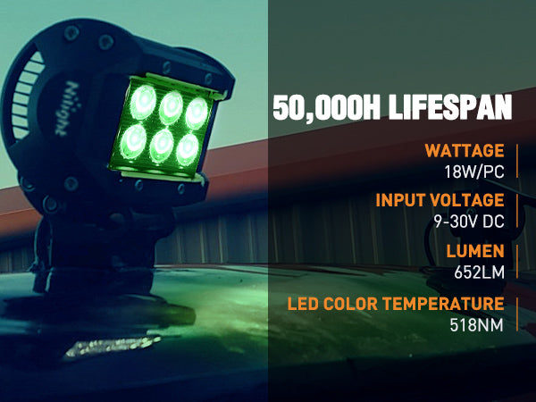 4 Inch 18W 1260LM Double Row Green Spot LED Pods