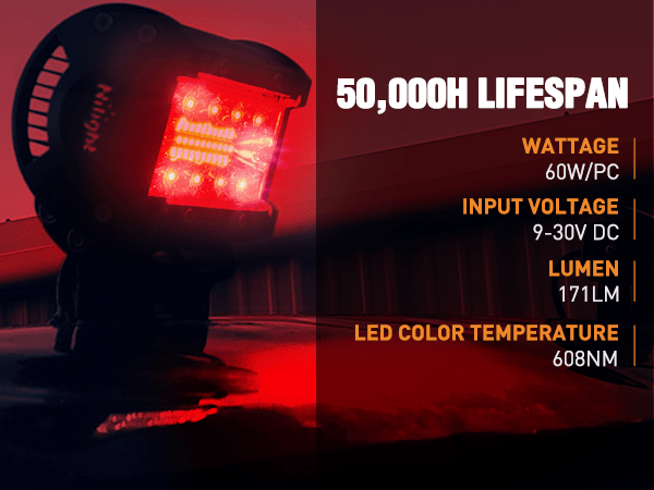 4 Inch 60W 171LM Triple Row Spot Flood Red Led Pods