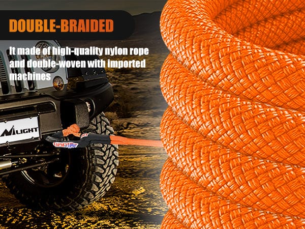 7/8in x 20ft Kinetic Recovery Rope & 2PCS 1/2 in x 24 in Soft Shackle Double Braided
