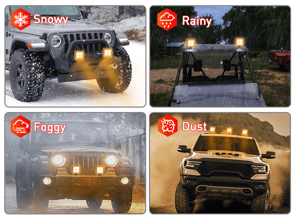 3 Inch 15W 2100LM Square Amber Flood Built-in EMC Led Work Lights