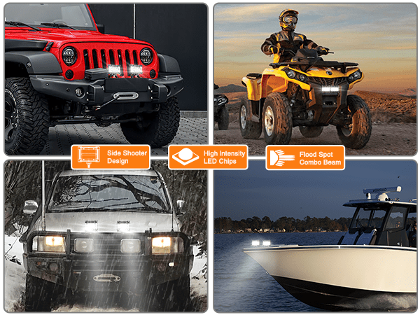 4.3 Inch 132W Side Shooter Triple Row Spot Flood LED Light Bars