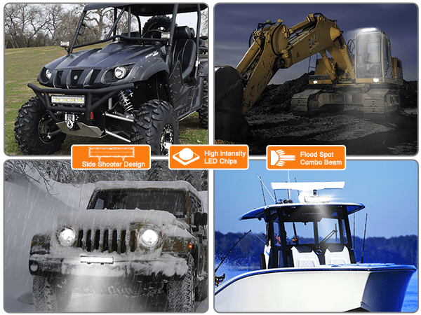 12 Inch 270W Side Shooter Triple Row Spot Flood LED Light Bars