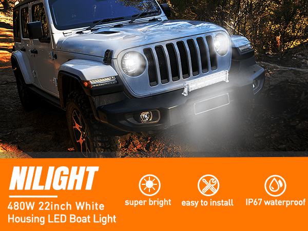 22 Inch 480W Spot Flood Combo White Case Led Light Bar