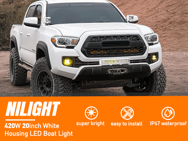 20 Inch 420W Spot Flood Combo White Case Led Light Bar